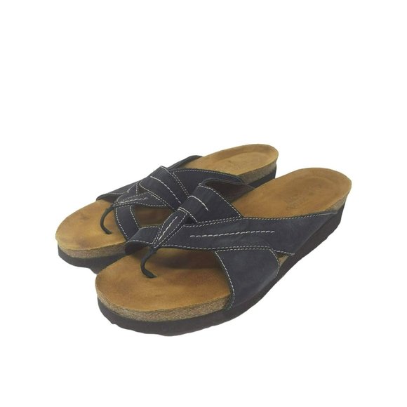 Naot Shoes - Naot Black Thong Slide Wedge Sandal